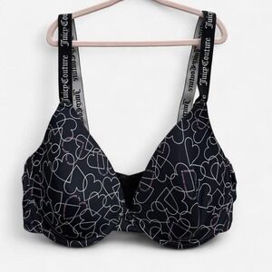 Juicy Couture black pink & white heart print intimates bra size 36D